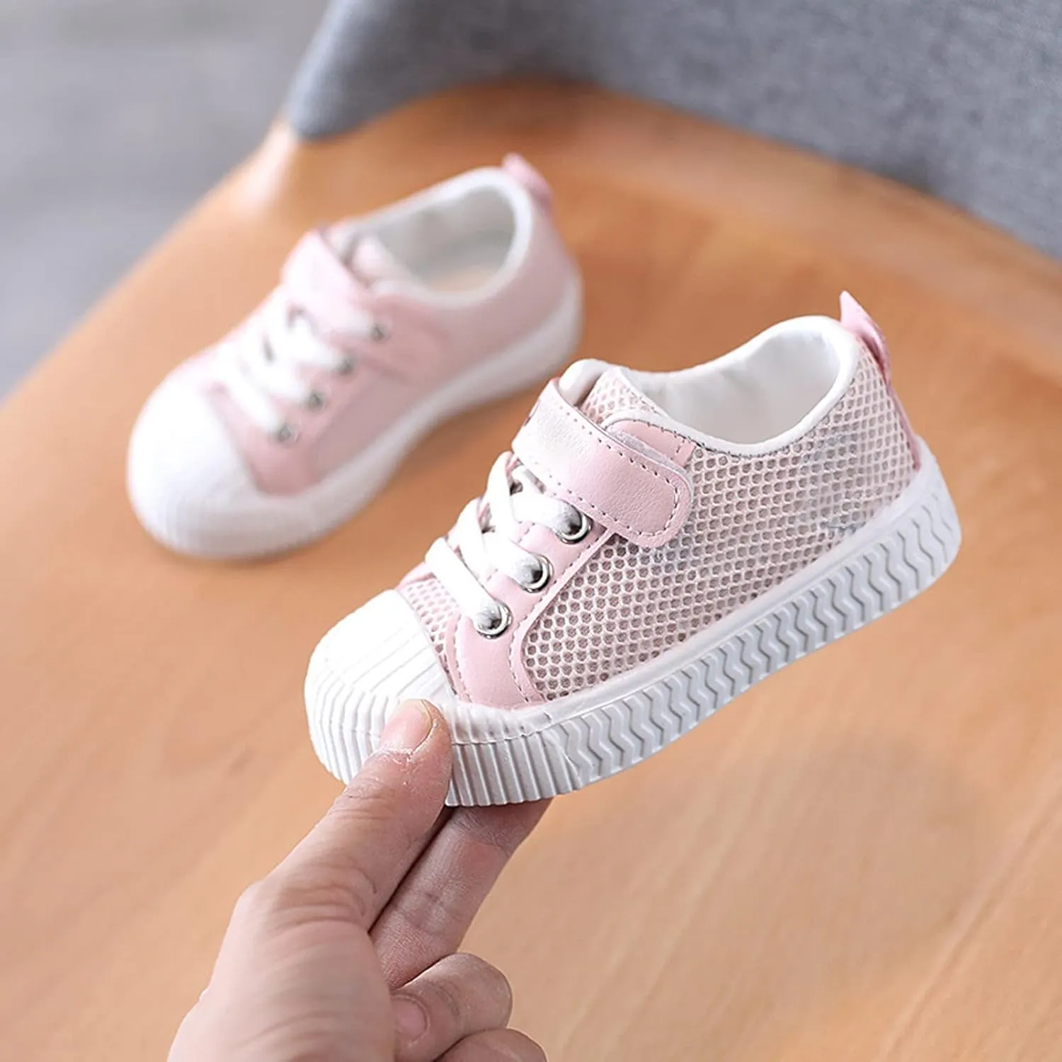 Baby Shoes for Toddler Boys Girls Canvas Low Top Sneakers Adjustable Strap Lace up Shoes for Little Kid Breathable