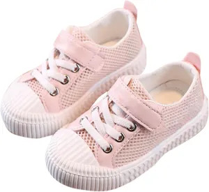 Baby Shoes for Toddler Boys Girls Canvas Low Top Sneakers Adjustable Strap Lace up Shoes for Little Kid Breathable