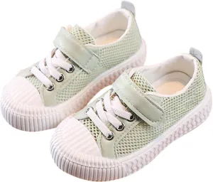 Baby Shoes for Toddler Boys Girls Canvas Low Top Sneakers Adjustable Strap Lace up Shoes for Little Kid Breathable