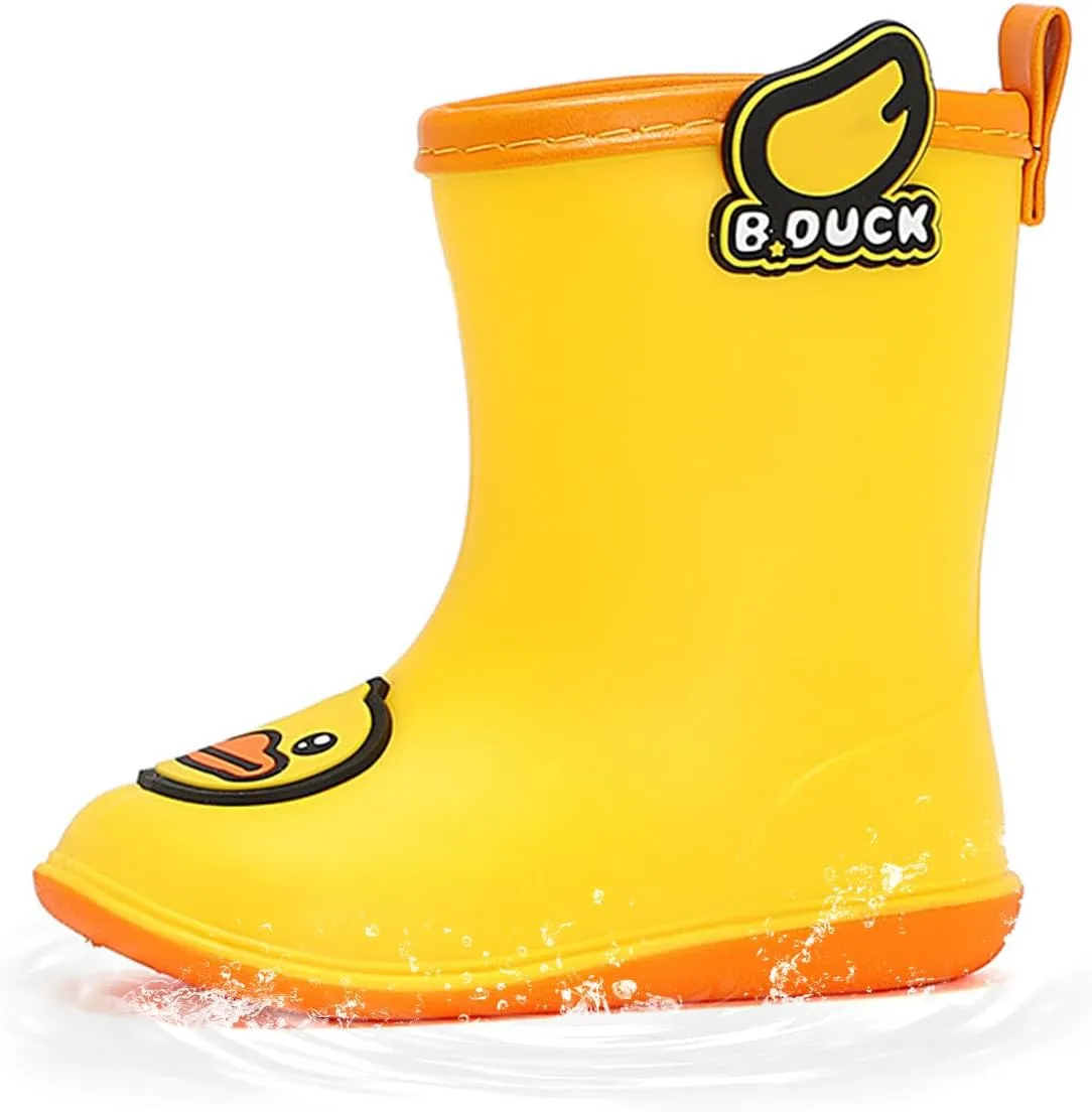 B.Duck Kids Rain Boots for Boys Girls Waterproof Toddler Cartoon Garden Boots