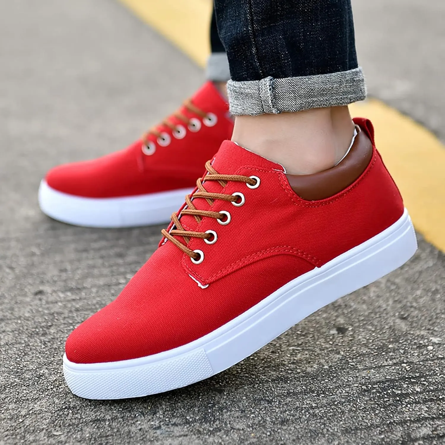 BORAMAX Men's Black Low Top Shoes Canvas Sneaker with Soft Insole Causal Dress Shoes for Men Comfortable Walking Shoes
