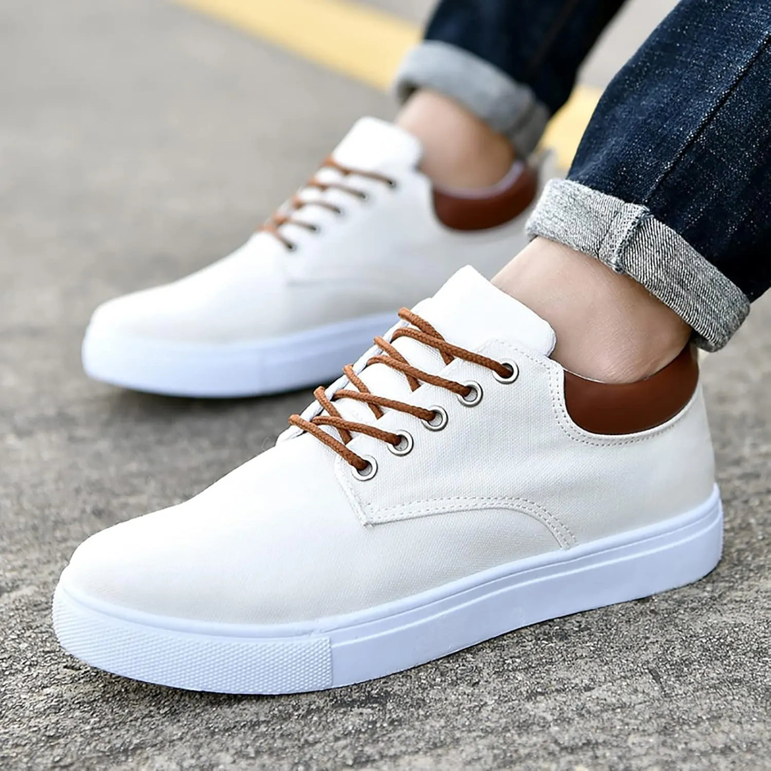 BORAMAX Men's Black Low Top Shoes Canvas Sneaker with Soft Insole Causal Dress Shoes for Men Comfortable Walking Shoes