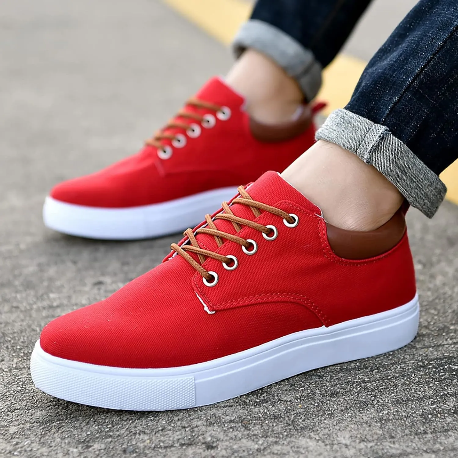 BORAMAX Men's Black Low Top Shoes Canvas Sneaker with Soft Insole Causal Dress Shoes for Men Comfortable Walking Shoes