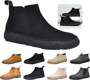 Men'S Frosted Leather Suede Suede Mid Top Board Shoes Retro Casual Fashion Design Walking Ankle Boots Comfort High-Top Waterproof Hiking