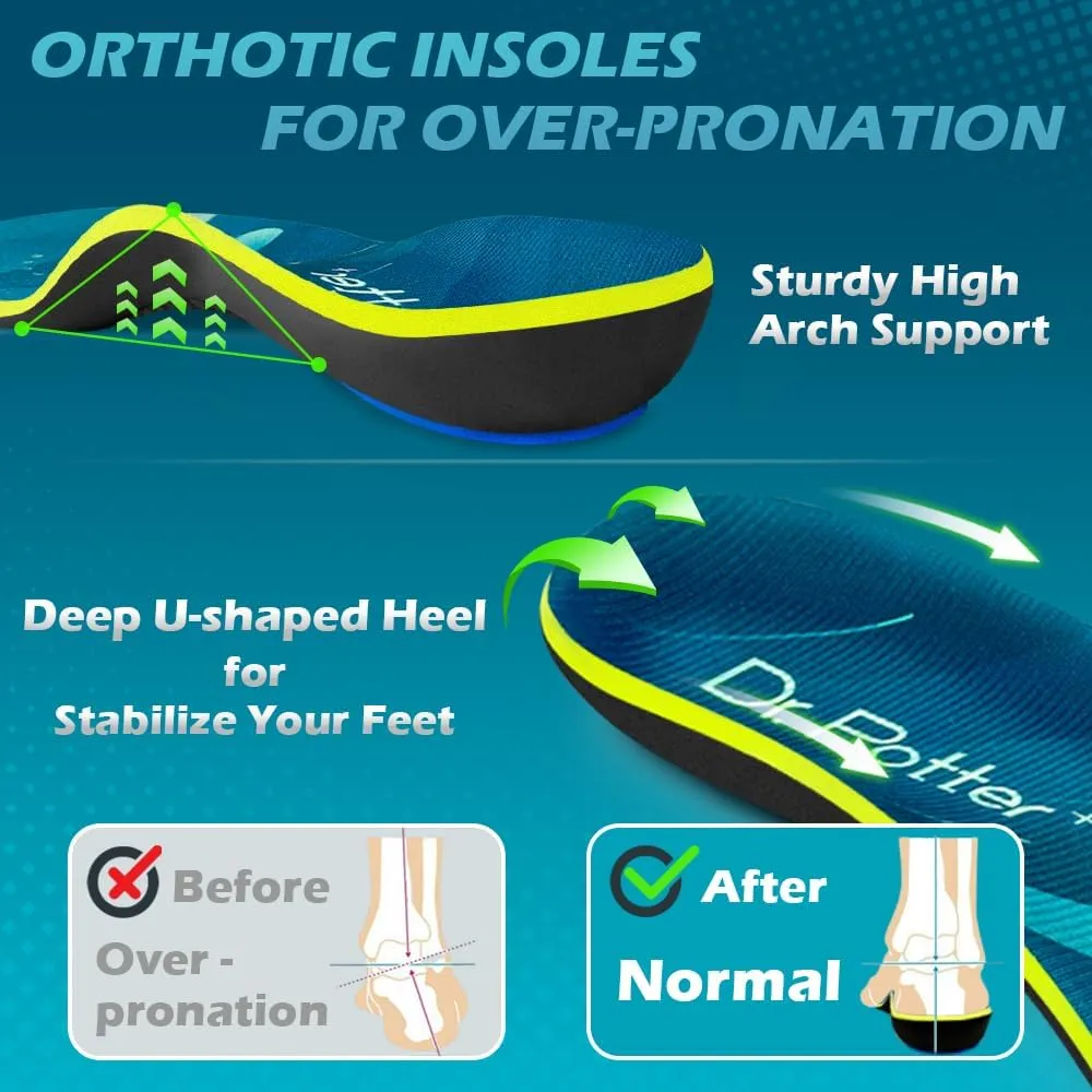 Plantar Fasciitis Insoles, 220 lbs Heavy Duty High Arch Support Inserts, Comfort Orthotics Insoles for Flat Feet and Foot Pain Relief, Work Boot Insoles for Men Women (270MM)