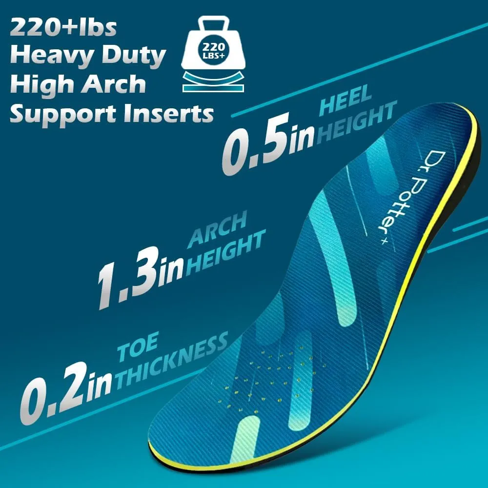 Plantar Fasciitis Insoles, 220 lbs Heavy Duty High Arch Support Inserts, Comfort Orthotics Insoles for Flat Feet and Foot Pain Relief, Work Boot Insoles for Men Women (270MM)