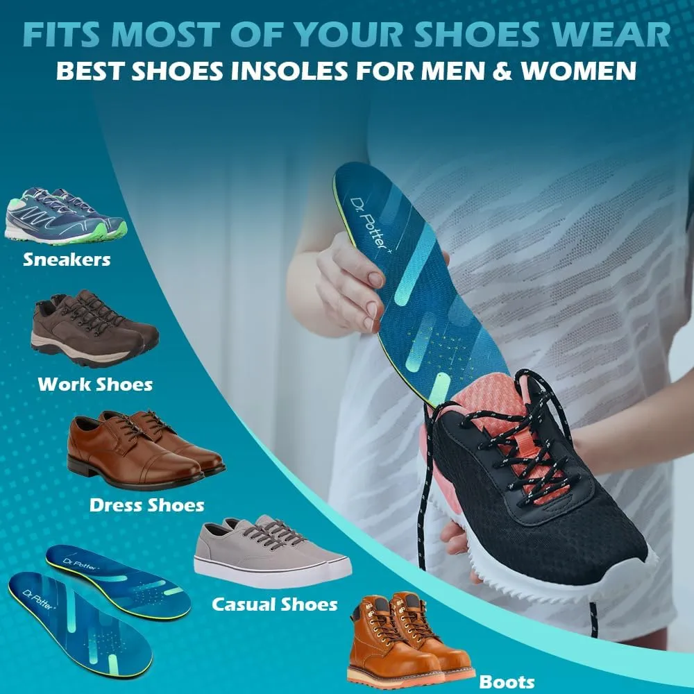 Plantar Fasciitis Insoles, 220 lbs Heavy Duty High Arch Support Inserts, Comfort Orthotics Insoles for Flat Feet and Foot Pain Relief, Work Boot Insoles for Men Women (270MM)